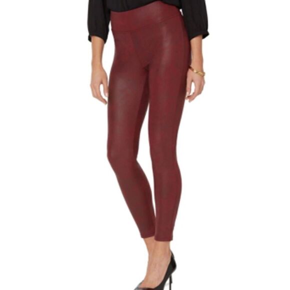 NYDJ Coated Skinny Leggings Pull-On Slimming pants Burgundy XXS/XS $89 NWT - Picture 1 of 8
